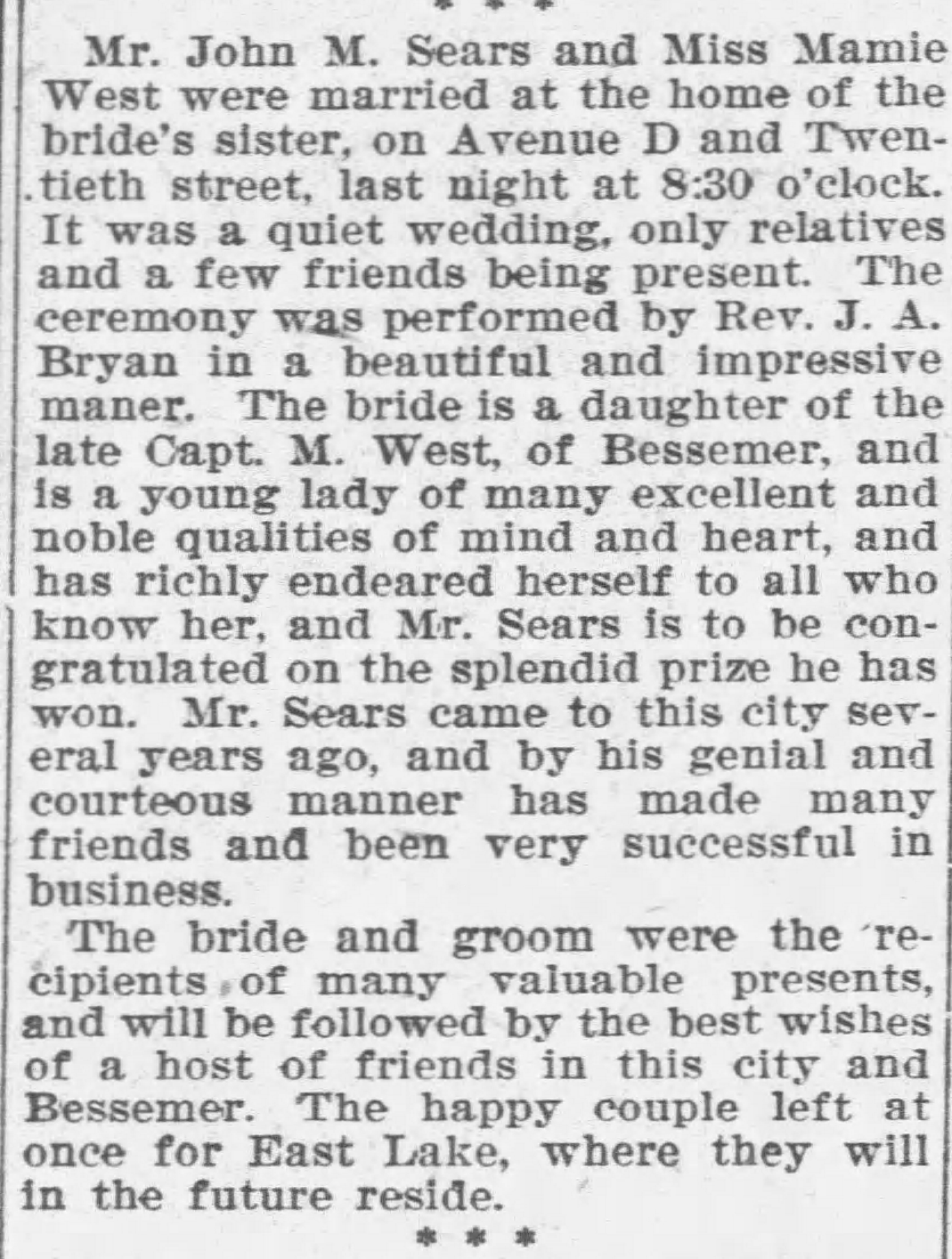 John M. Sears-Mamie West